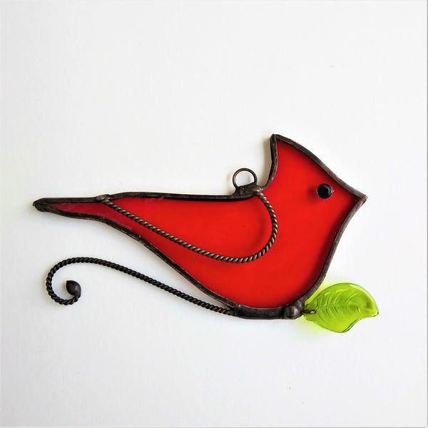 Stained glass cardinal ornament